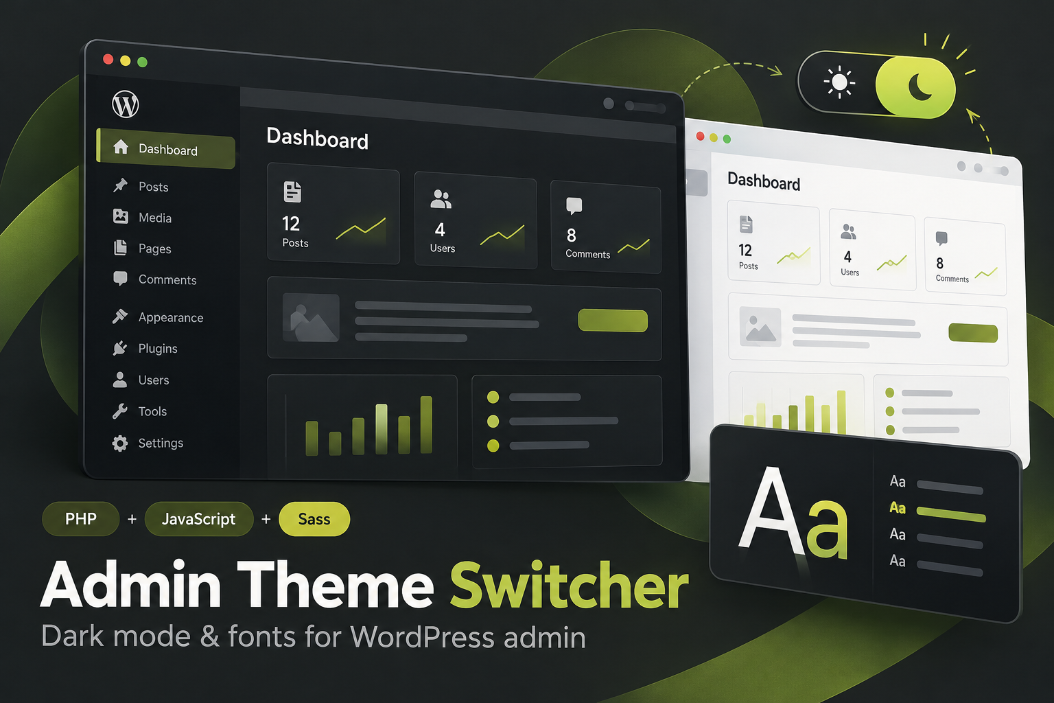 Admin Theme Switcher — حالت تیره و انتخاب فونت پیشخوان وردپرس